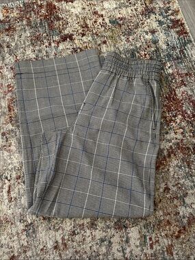 Madewell Black & White Windowpane Check Wide Leg Pants